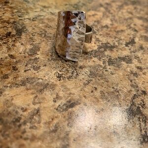 Modern handmade Sterling Silver Hammered Ring Size 7